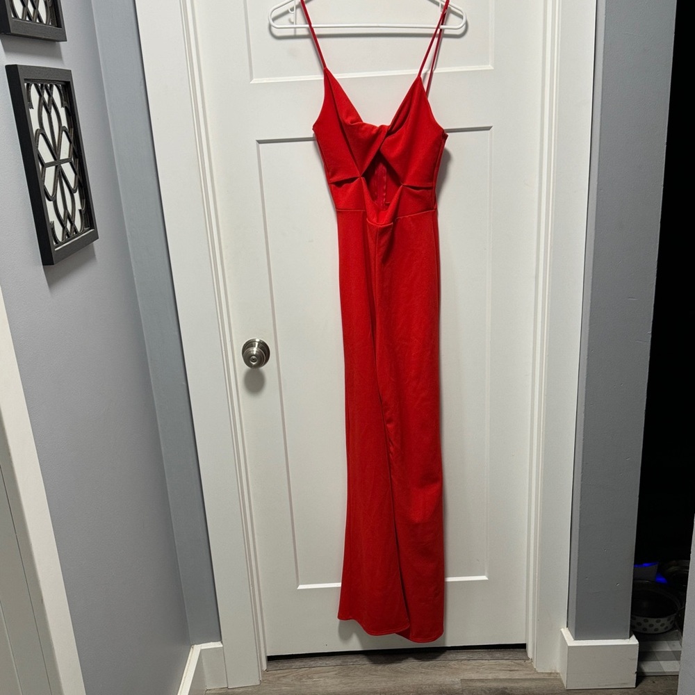 Elegant Red Spaghetti Strap jumpsuit